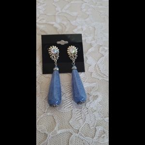 Semi-Precious Elegant Blue Dangle Earrings